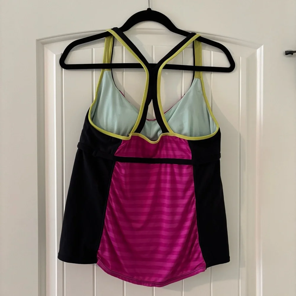 Nike Swim Pink and Black Tankini Top